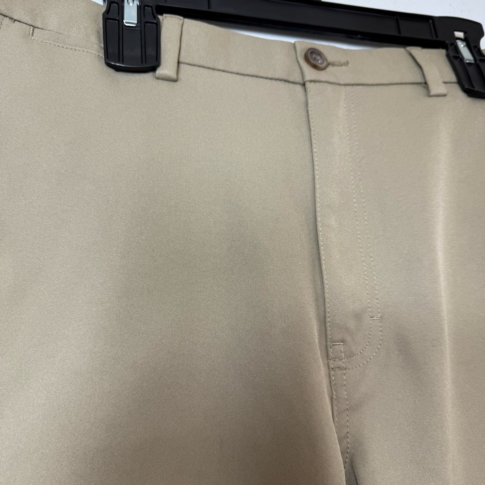 Haggar Men's Khaki Flat Front Cool Pro Shorts - Picture 3 of 6